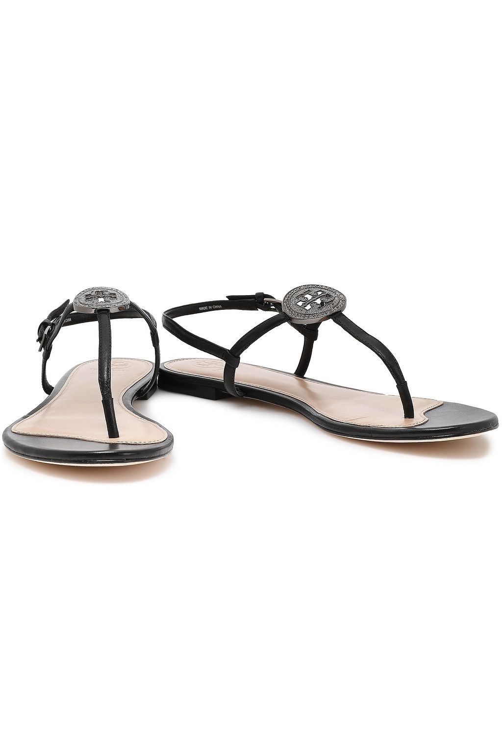 TORY BURCH Crystal-embellished leather sandals