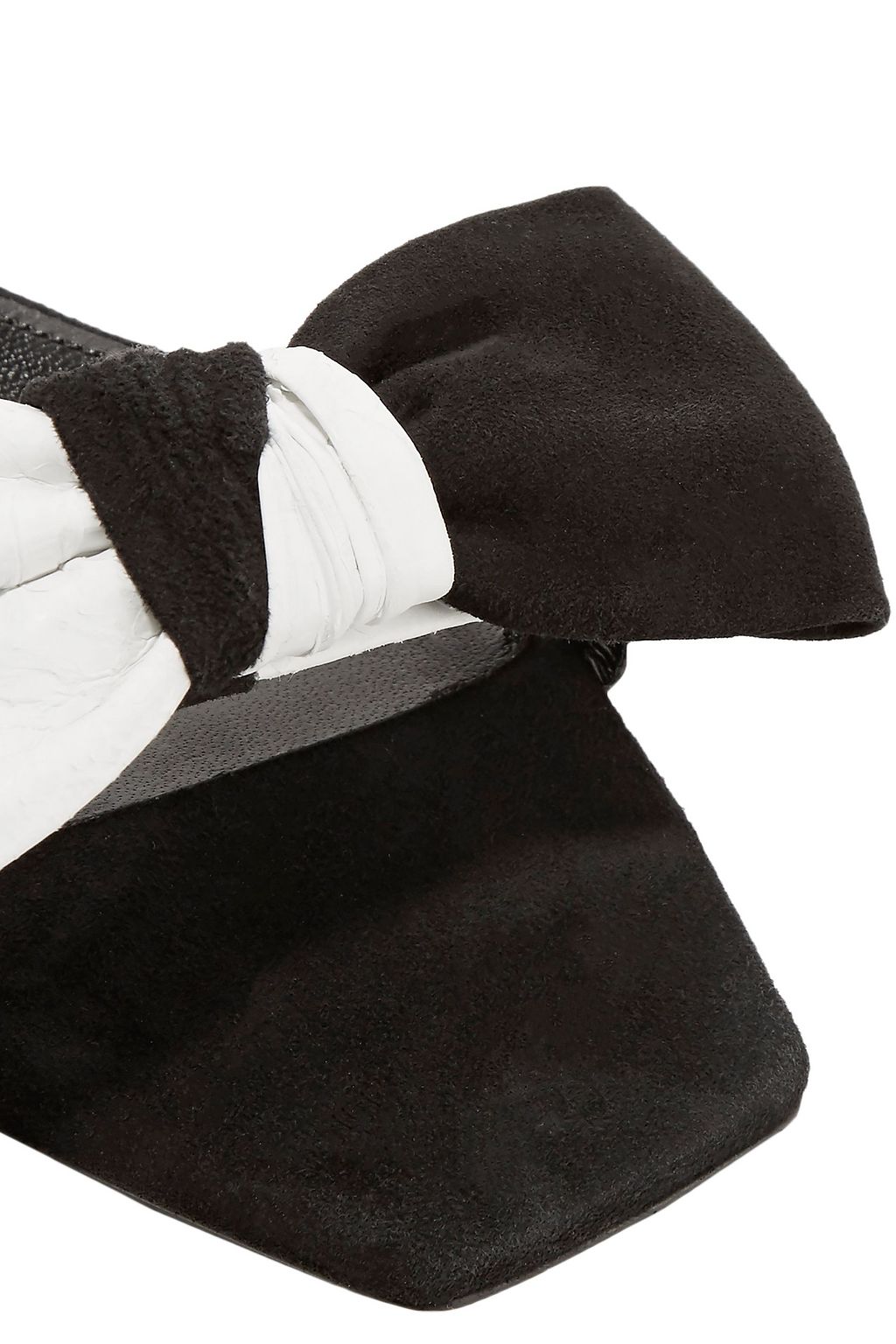 SAINT LAURENT Bow-embellished leather and ayers sandals