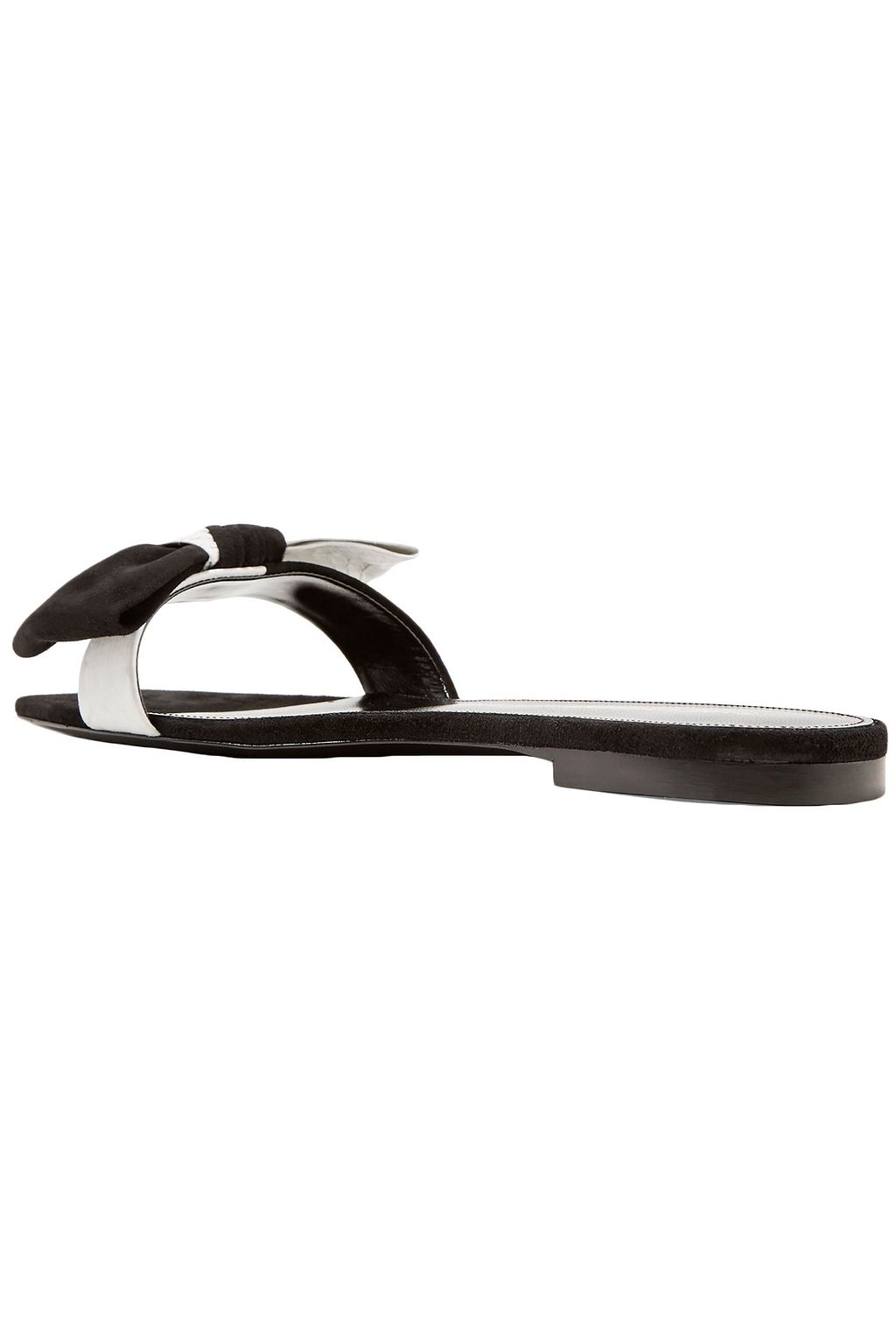 SAINT LAURENT Bow-embellished leather and ayers sandals