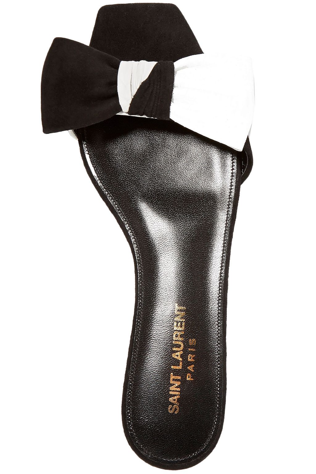 SAINT LAURENT Bow-embellished leather and ayers sandals