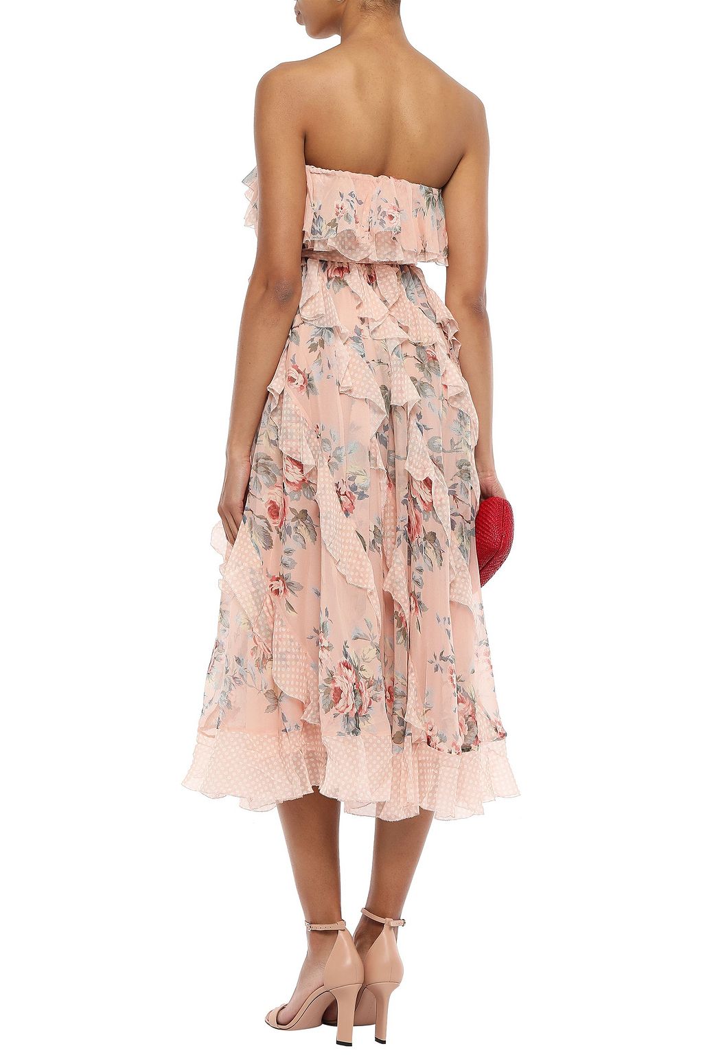 ZIMMERMANN Bowie Waterfall strapless printed silk-georgette midi dress