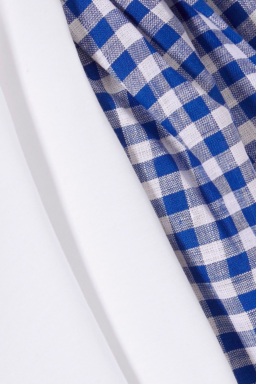 FACETASM Gingham linen-paneled cotton-jersey T-shirt