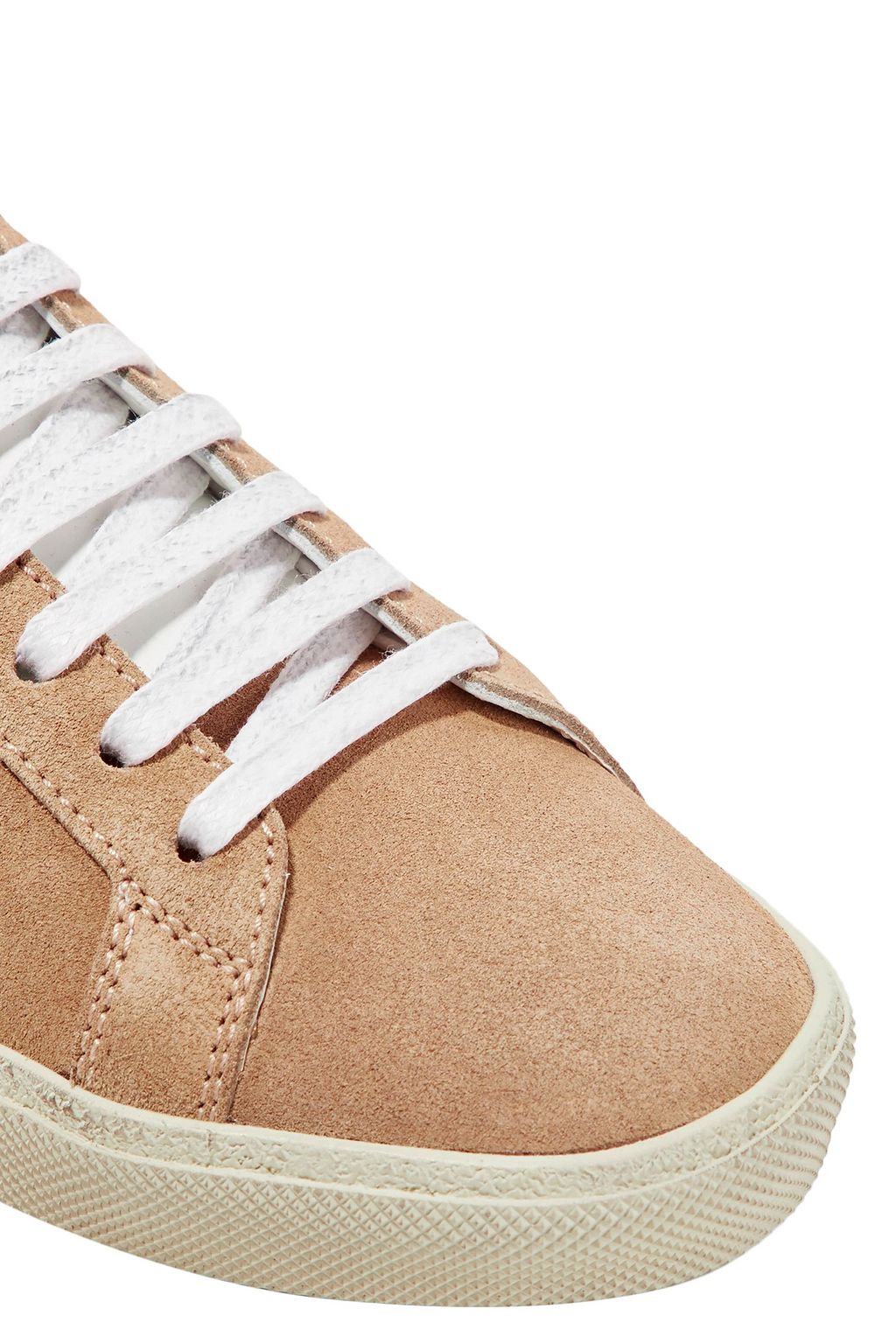 SAINT LAURENT Court Classic leather-trimmed embroidered suede sneakers