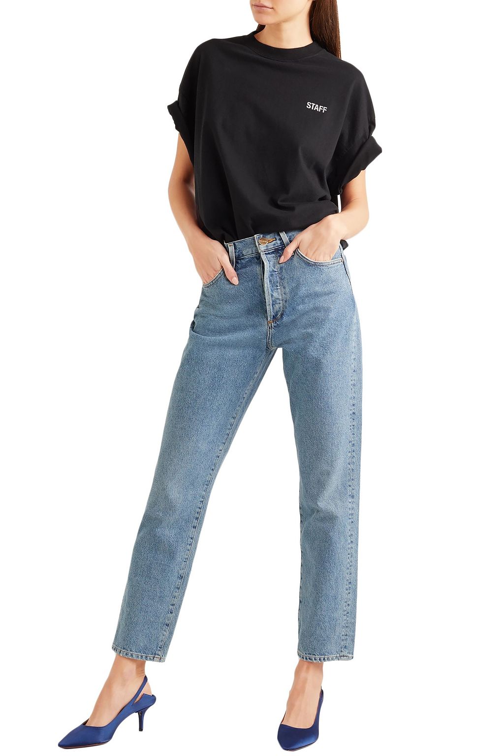 VETEMENTS Naked satin slingback pumps