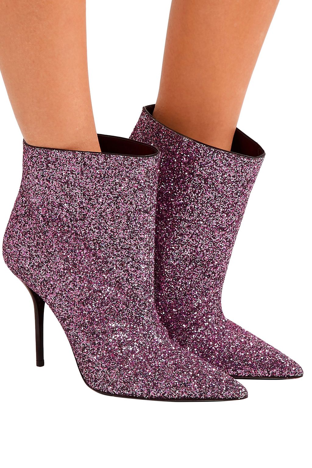 SAINT LAURENT Pierre glittered leather ankle boots
