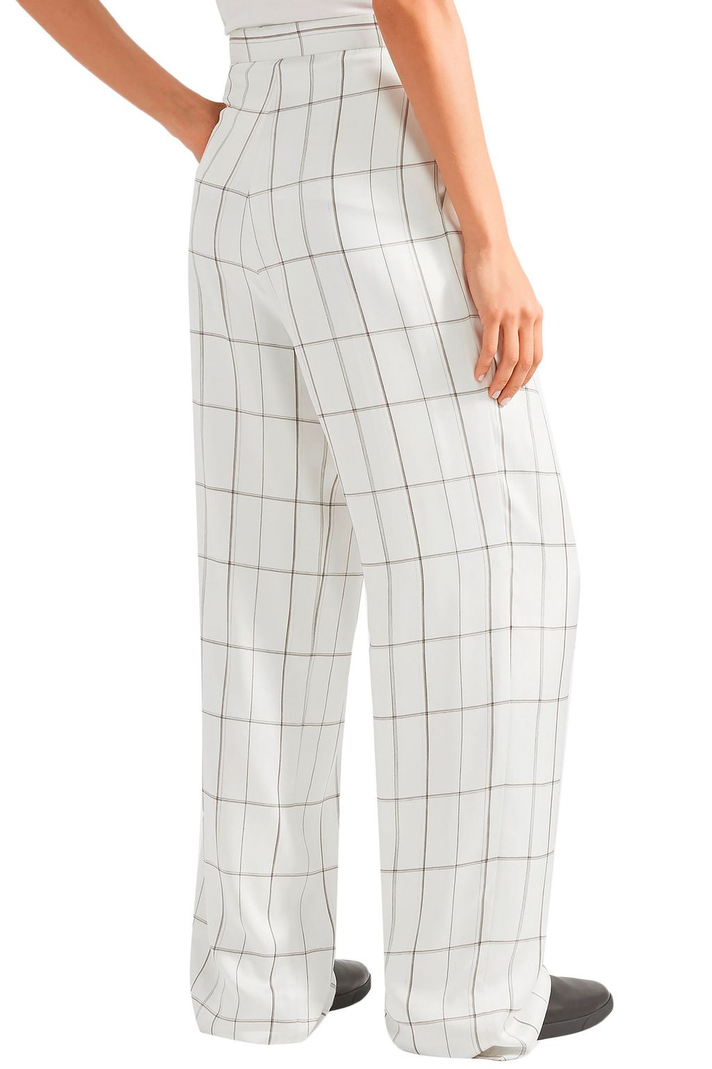THE ROW Checked silk-twill wide-leg pants