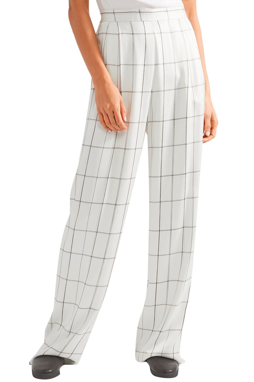 THE ROW Checked silk-twill wide-leg pants