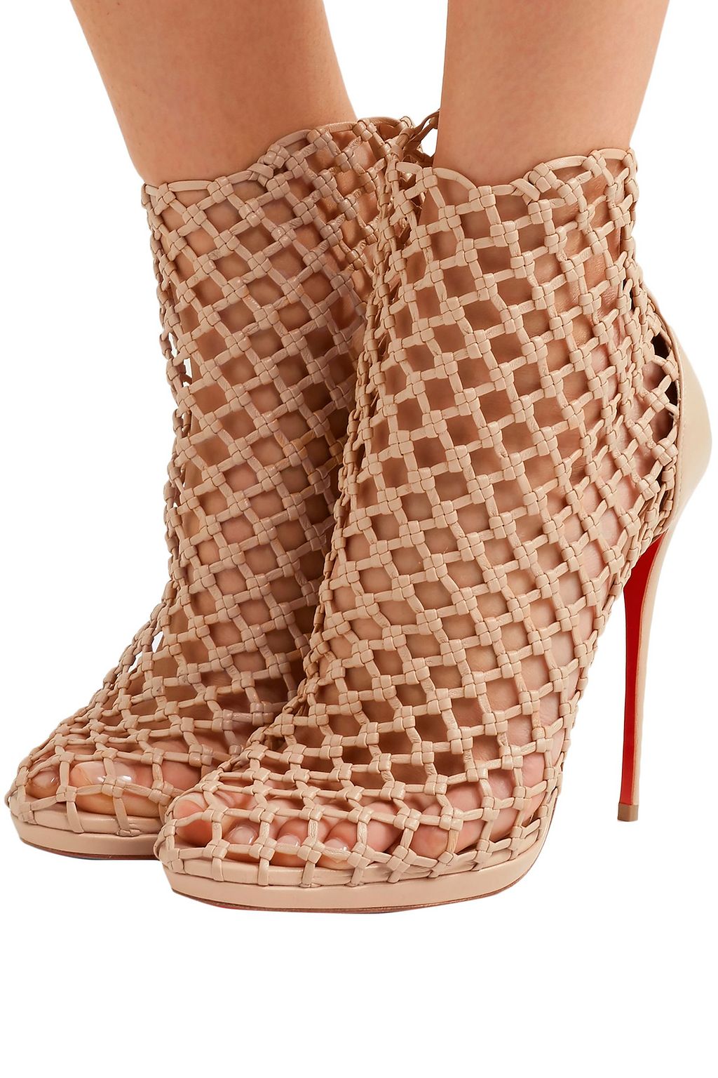 CHRISTIAN LOUBOUTIN Porligat 120 woven leather ankle boots
