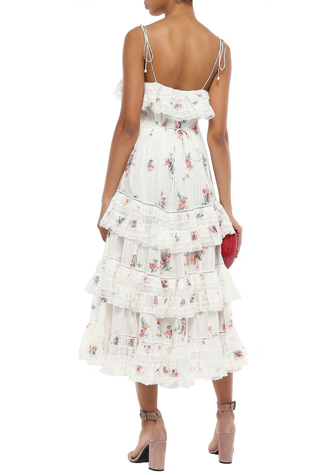 ZIMMERMANN Tiered floral-print cotton-gauze midi dress