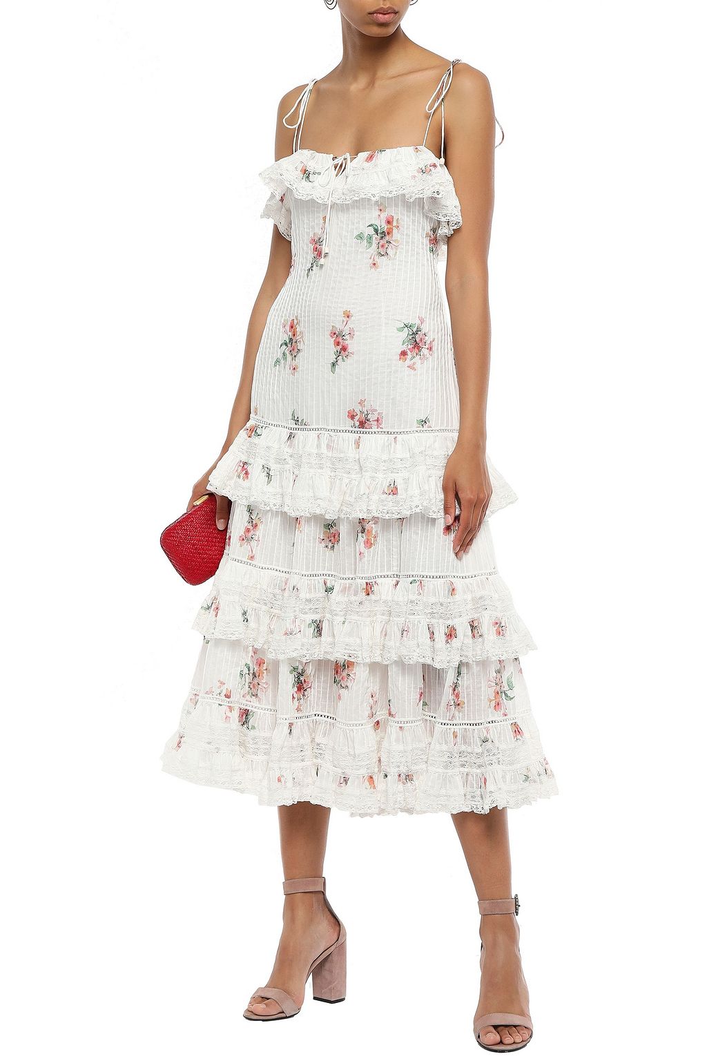 ZIMMERMANN Tiered floral-print cotton-gauze midi dress