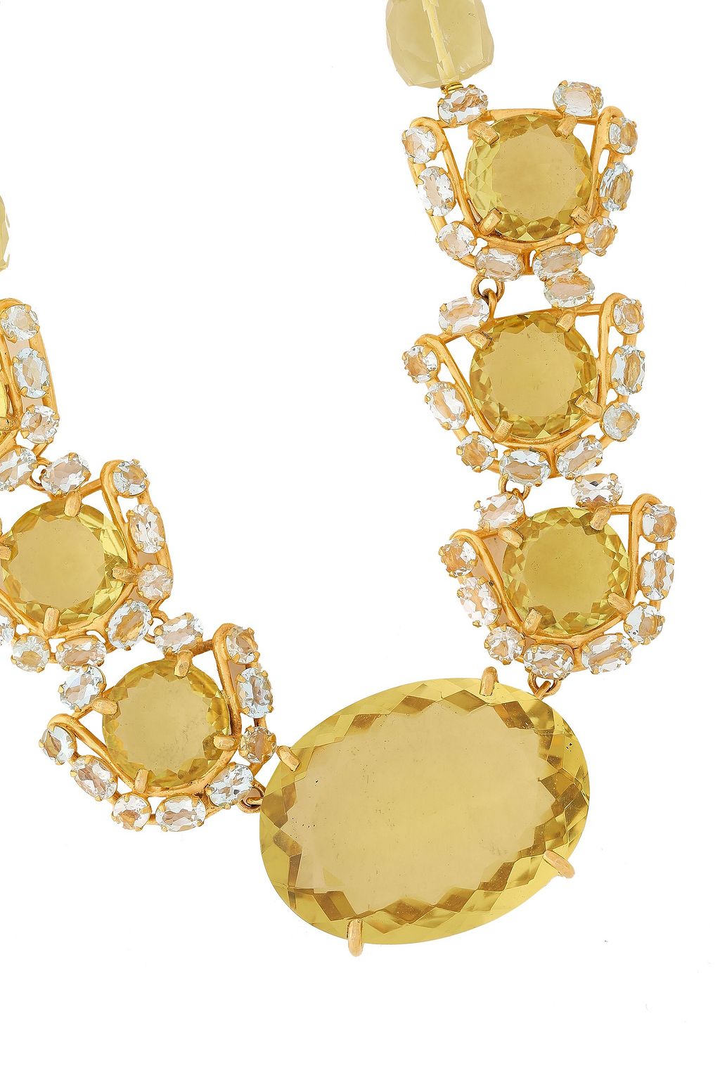 BOUNKIT Gold-tone, quartz and aquamarine necklace