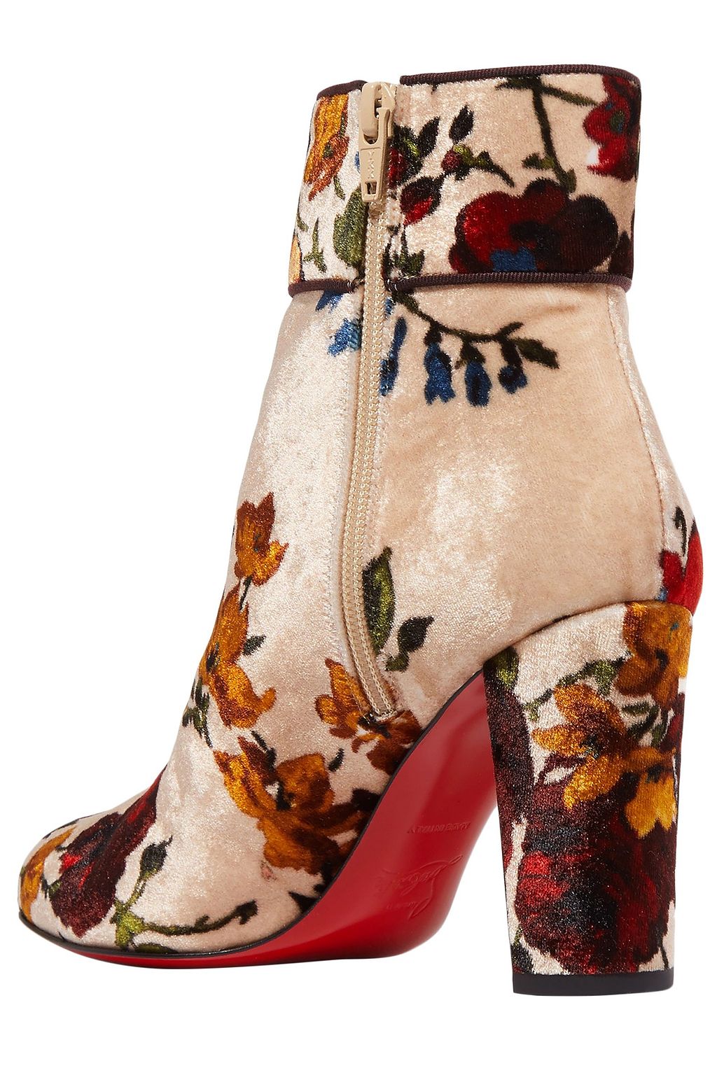CHRISTIAN LOUBOUTIN Moulamax 85 floral-print velvet ankle boots