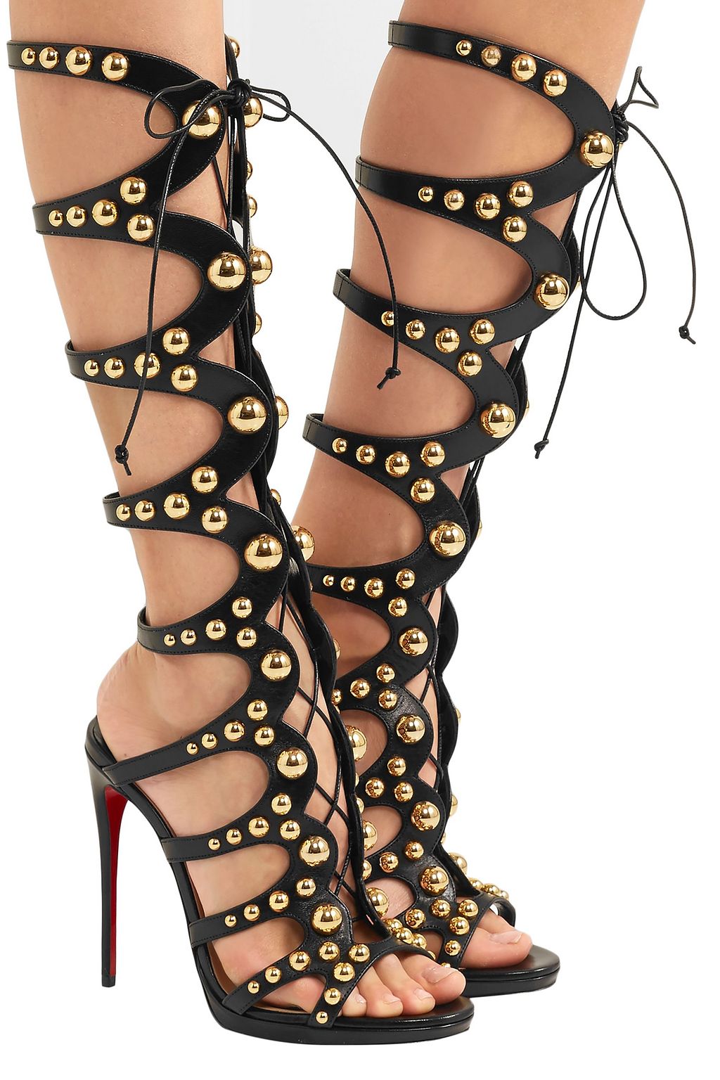 CHRISTIAN LOUBOUTIN Amazoutiful 120 studded lace-up leather sandals