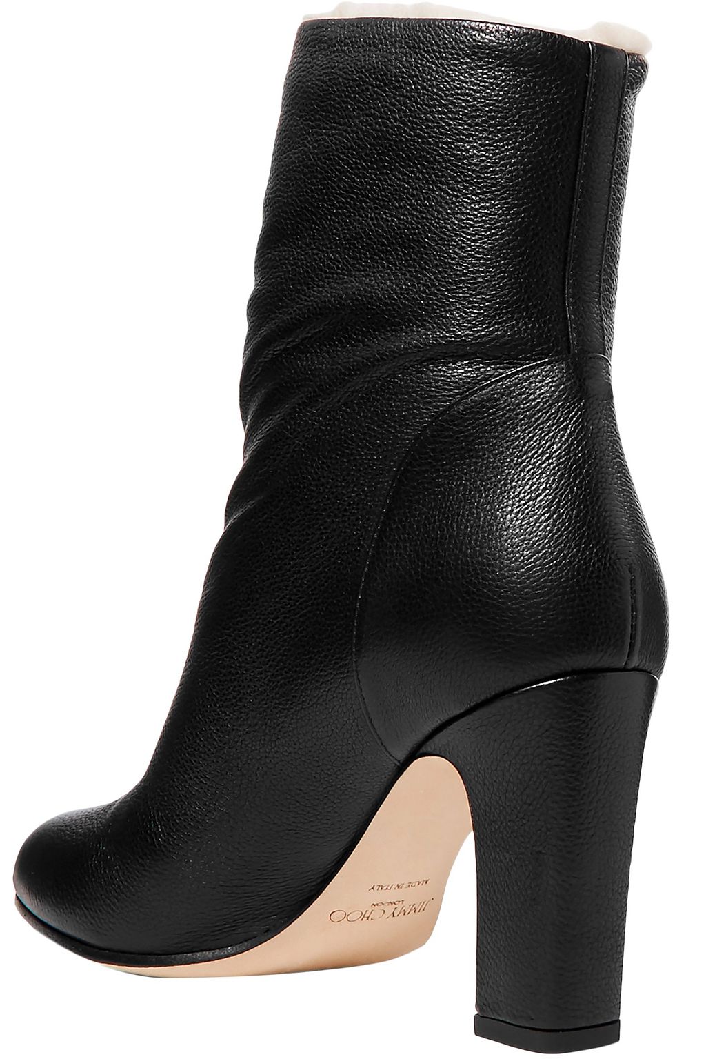 JIMMY CHOO Bethanie 85 shearling-lined embellished textured-leather ankle boots