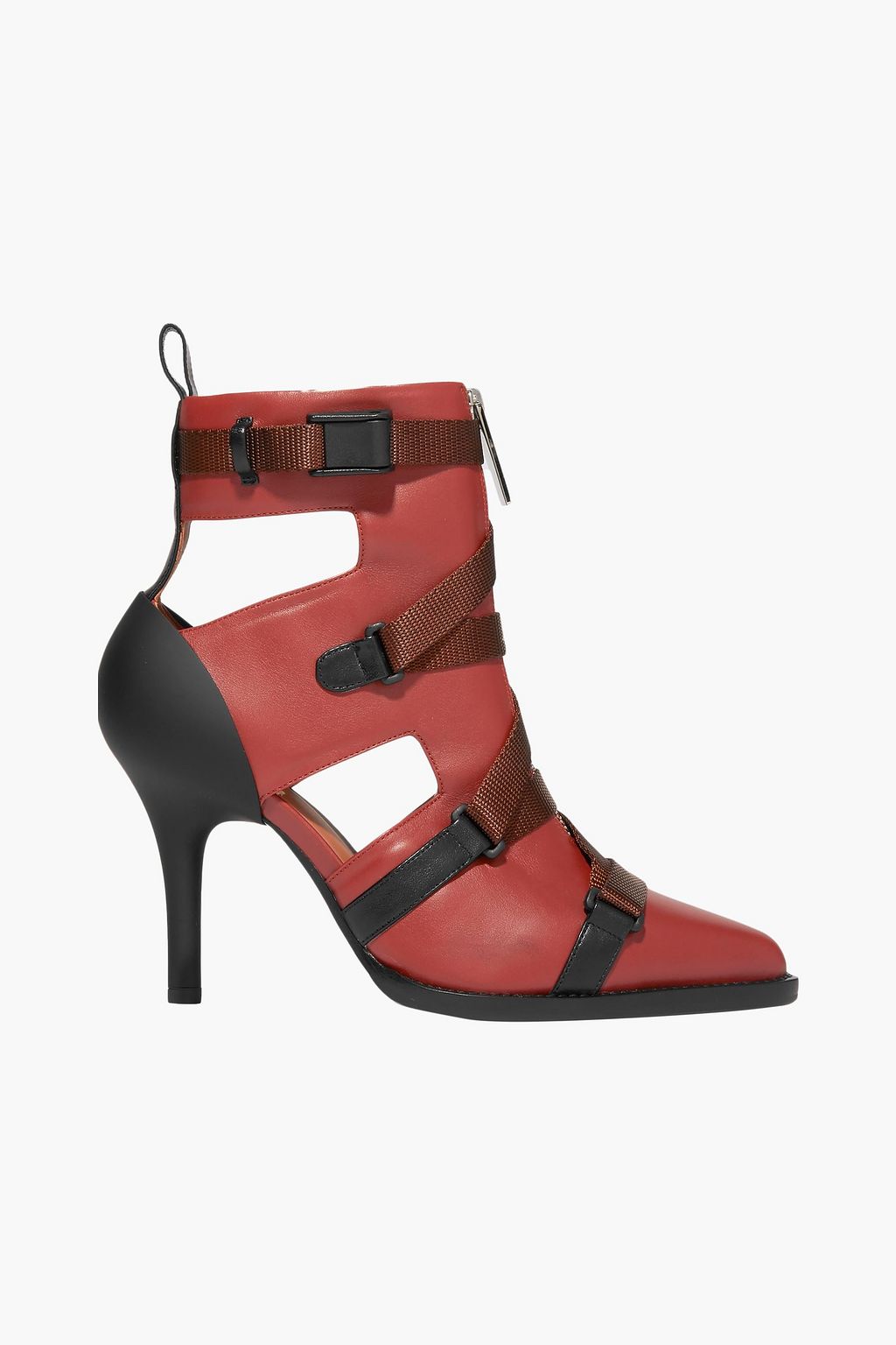 CHLO Tracy cutout rubber and canvas trimmed leather ankle boots