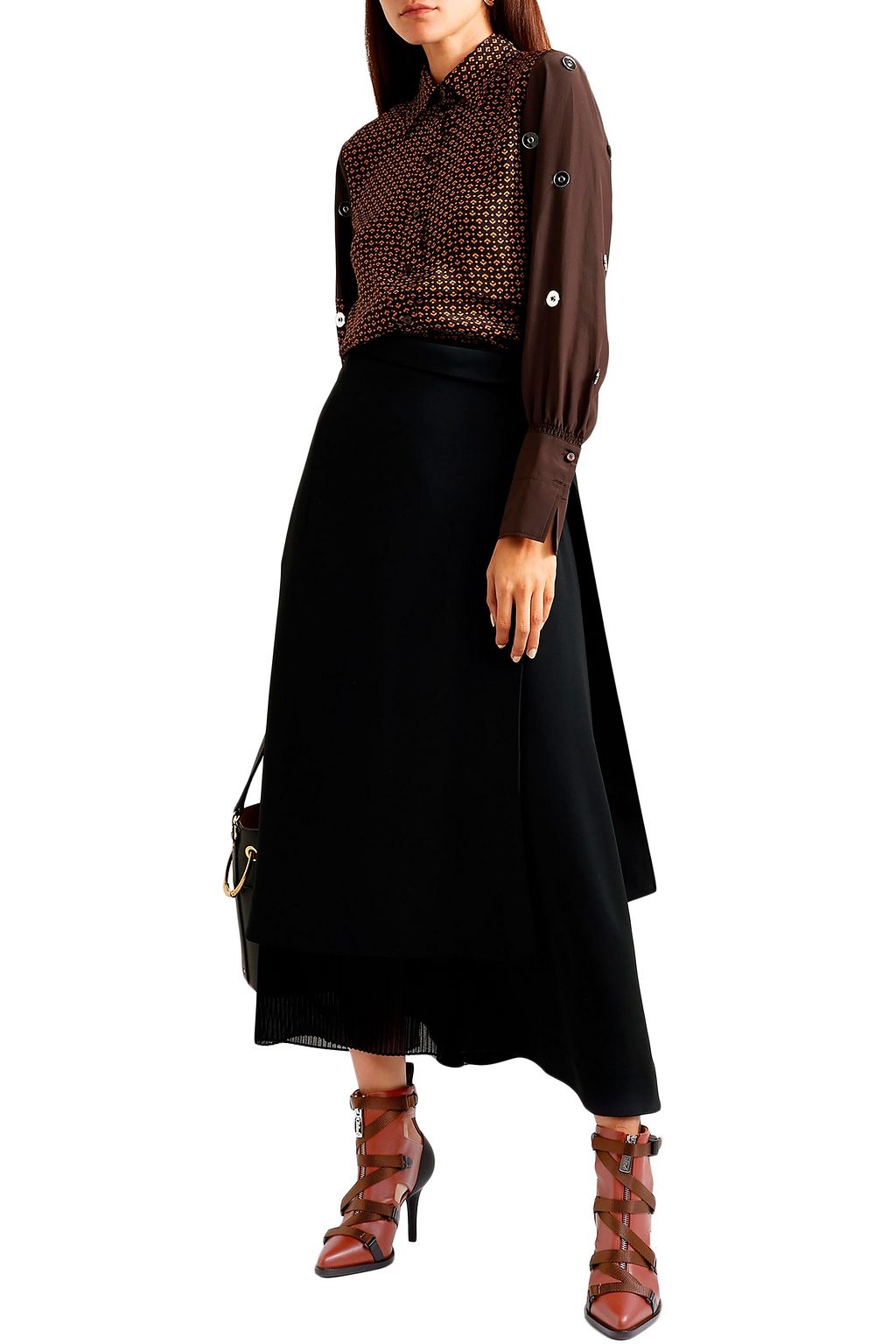 CHLOÉ Tracy cutout rubber and canvas-trimmed leather ankle boots