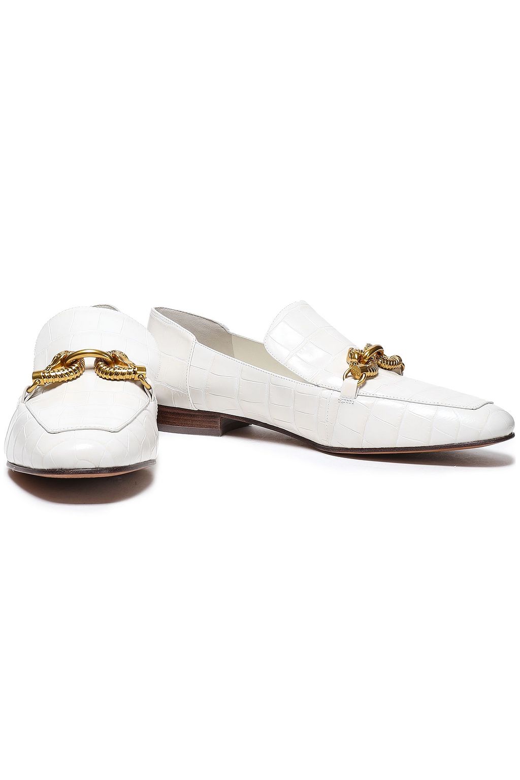 TORY BURCH 装飾付き クロコ風レザー ローファー