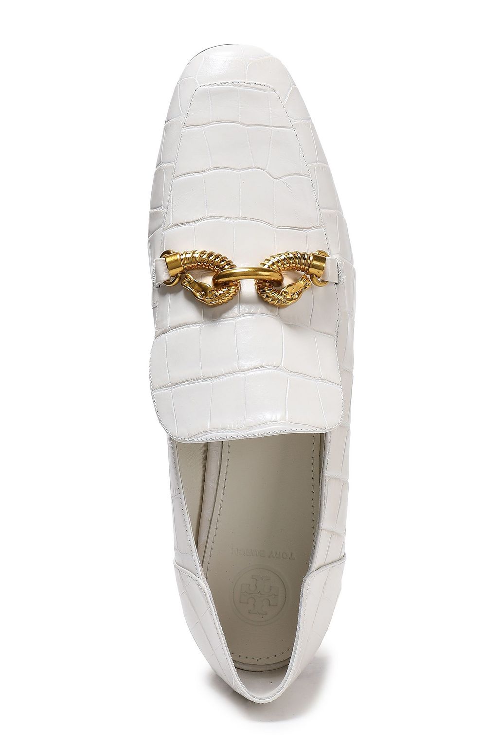 TORY BURCH 装飾付き クロコ風レザー ローファー