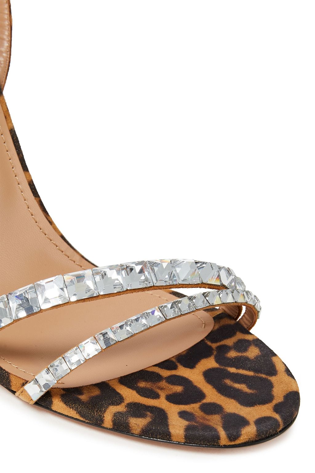 AQUAZZURA So Vera 105 crystal-embellished leopard-print suede sandals