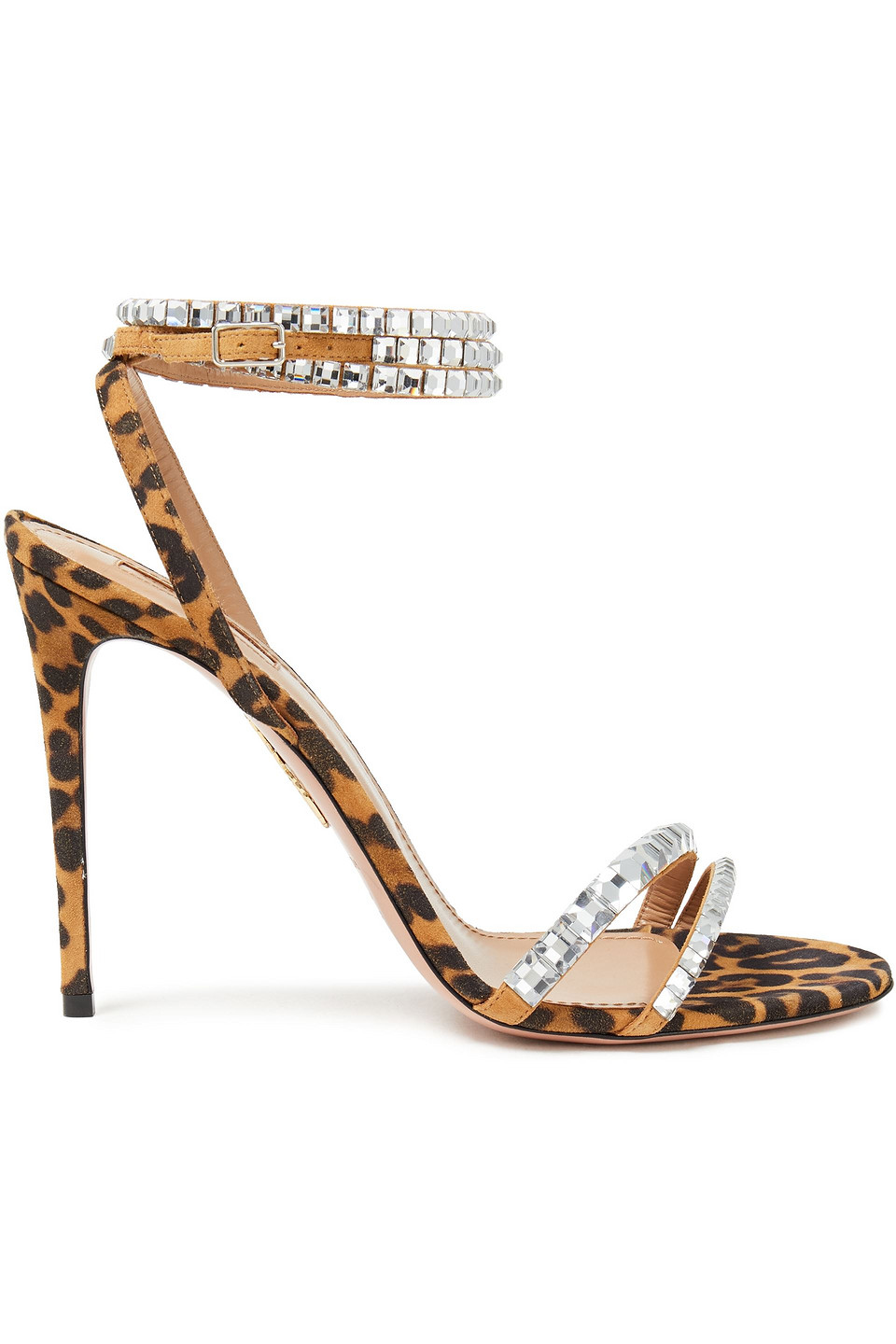 Aquazzura Woman So Vera 105 Crystal-embellished Leopard-print Suede Sandals Animal Print Size 37