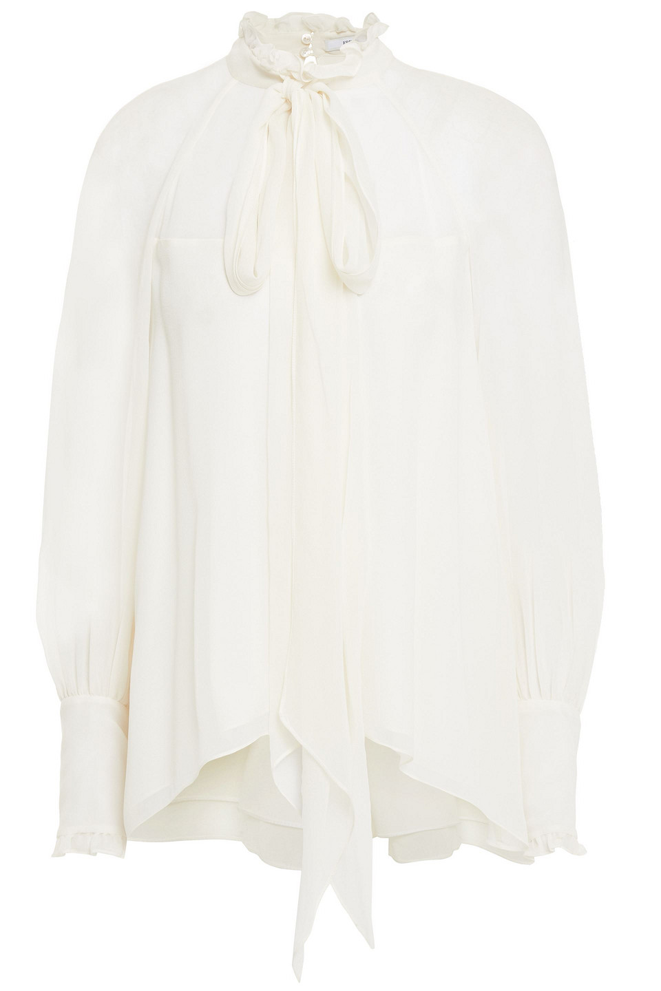 Erdem Woman Isabelle Ruffle-trimmed Pussy-bow Silk-chiffon Blouse Ivory Size 10
