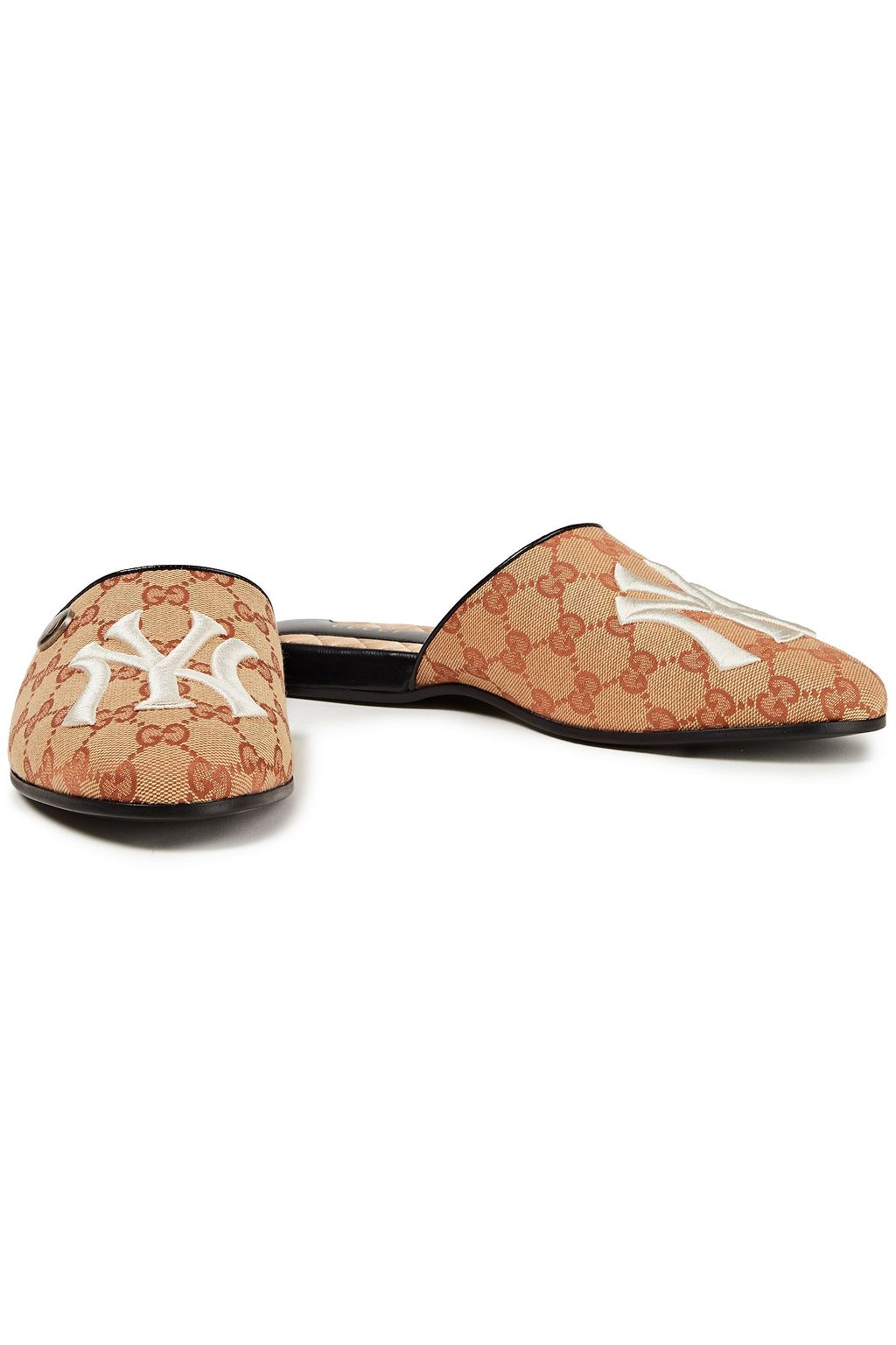 GUCCI + New York Yankees Slippers aus Logo-Jacquard mit Stickereien