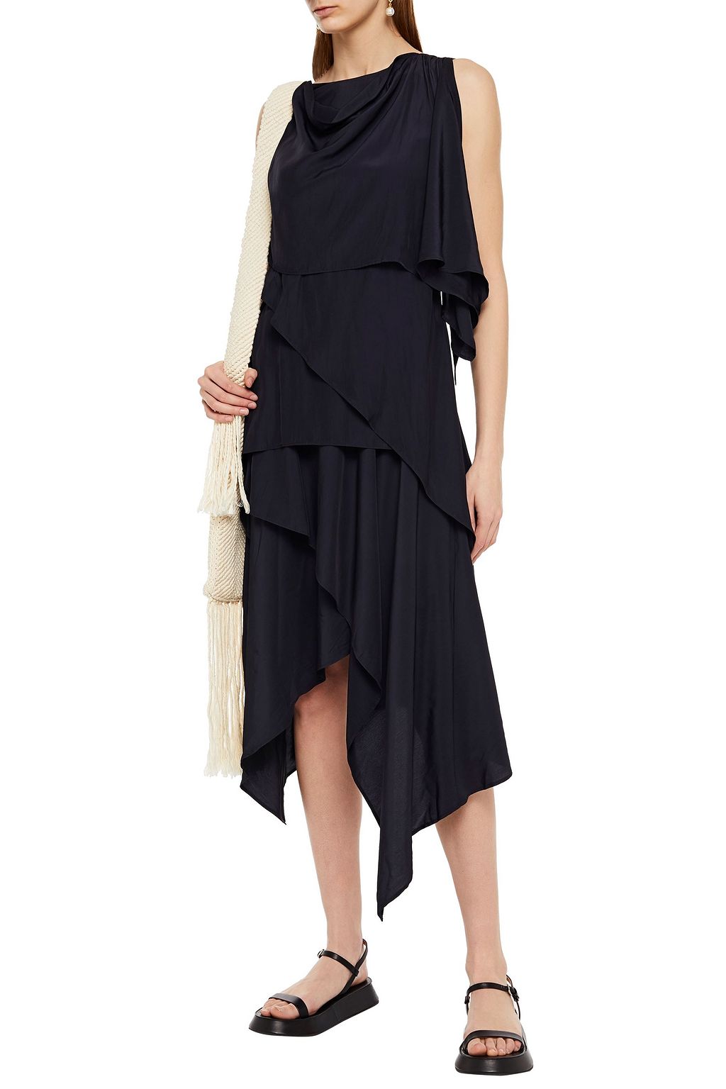JW ANDERSON Asymmetric layered satin midi dress
