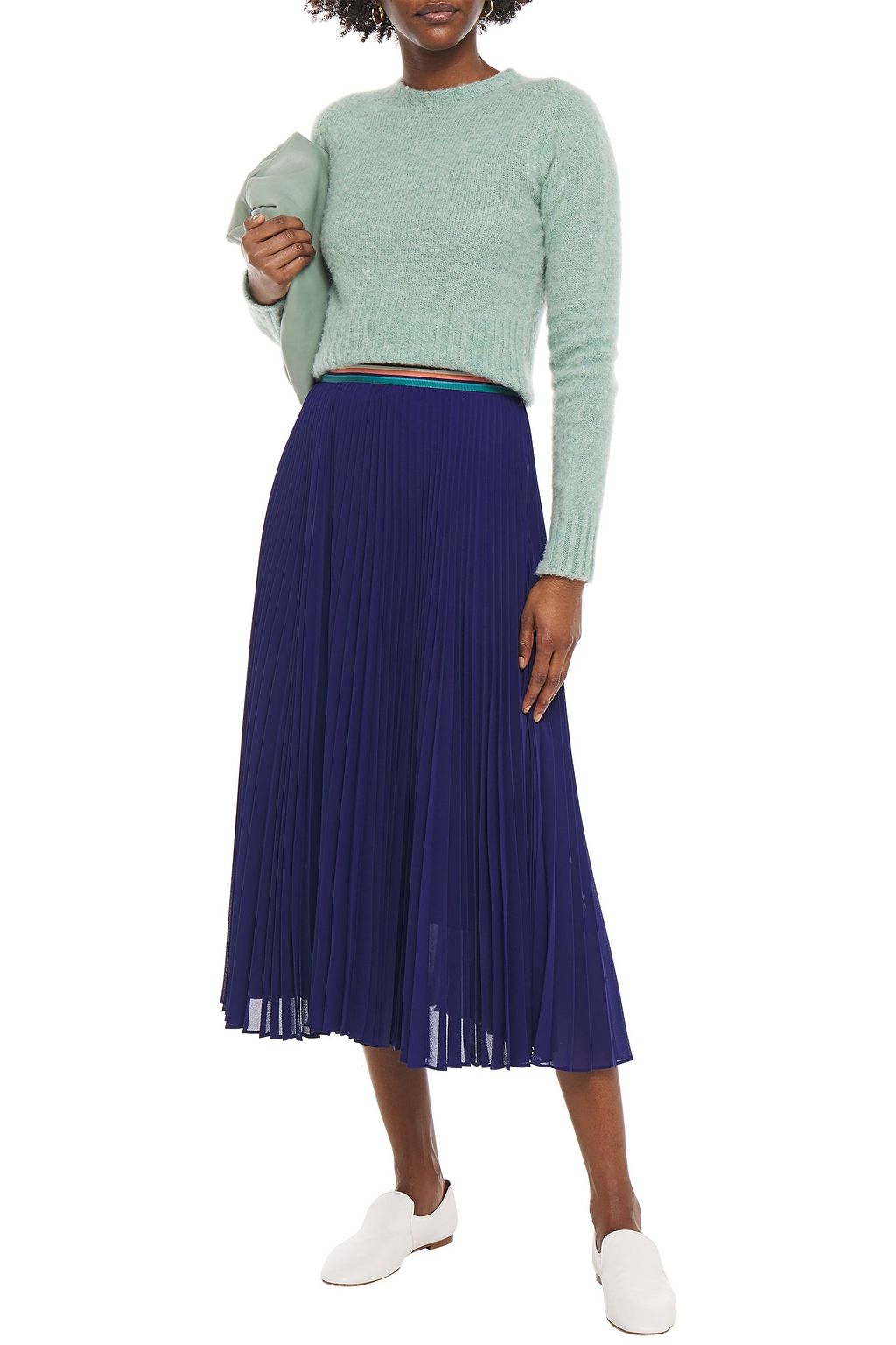 PAUL SMITH Plissé-gauze midi skirt