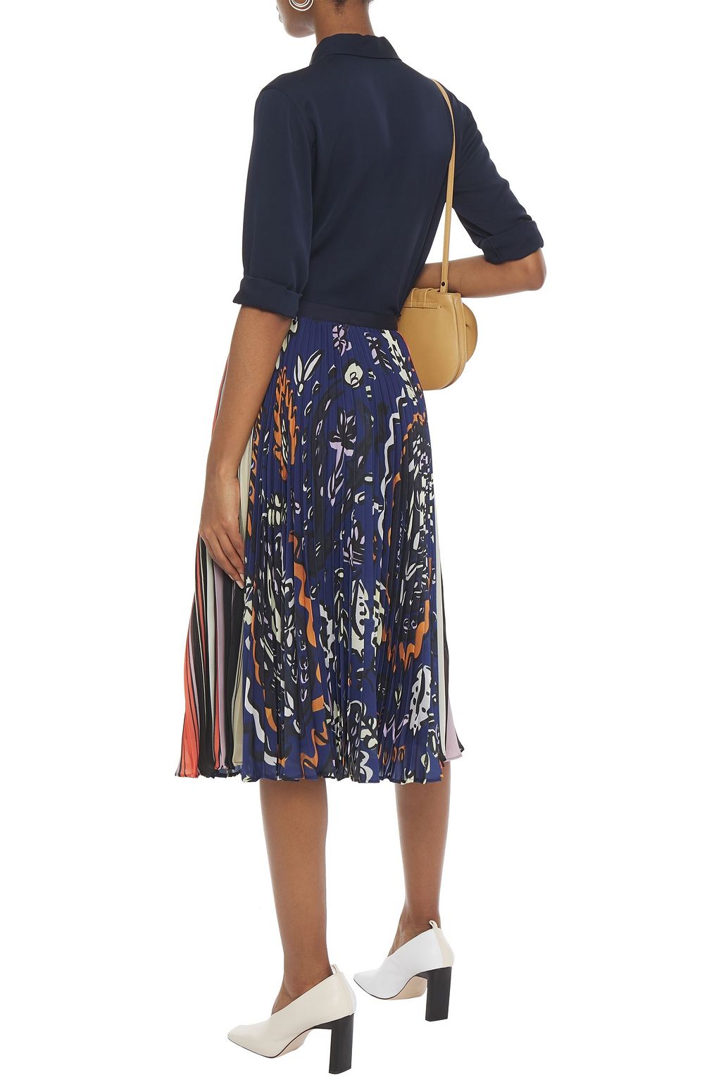 PAUL SMITH Printed plissé crepe de chine skirt
