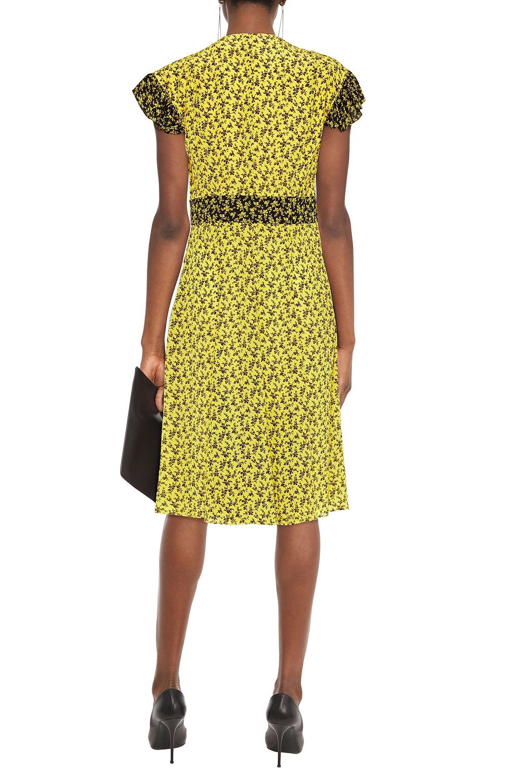 PHILOSOPHY DI LORENZO SERAFINI Ruffle-trimmed floral-print silk crepe de chine midi dress