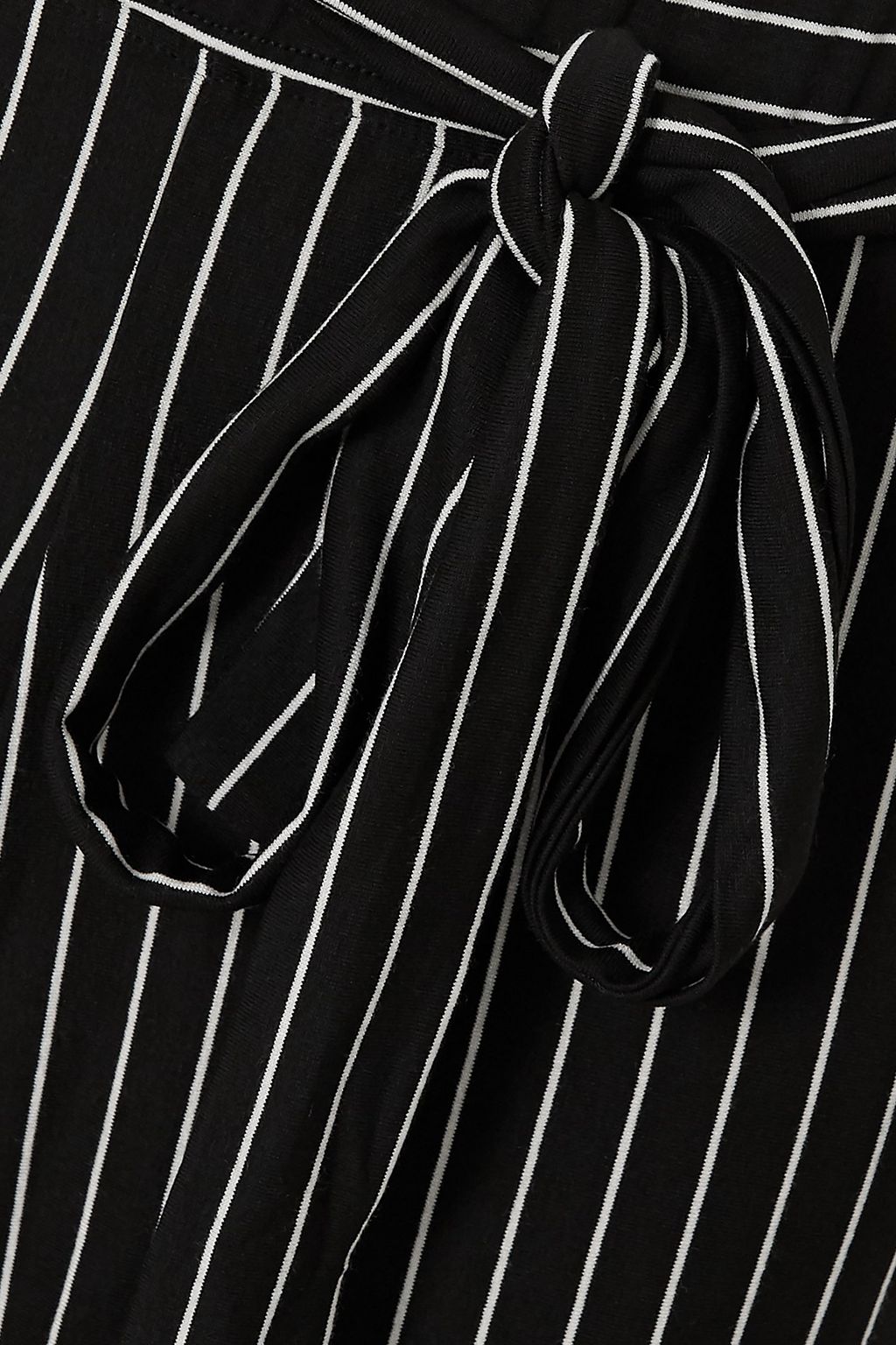 LESET Gathered pinstriped jersey wide-leg pants