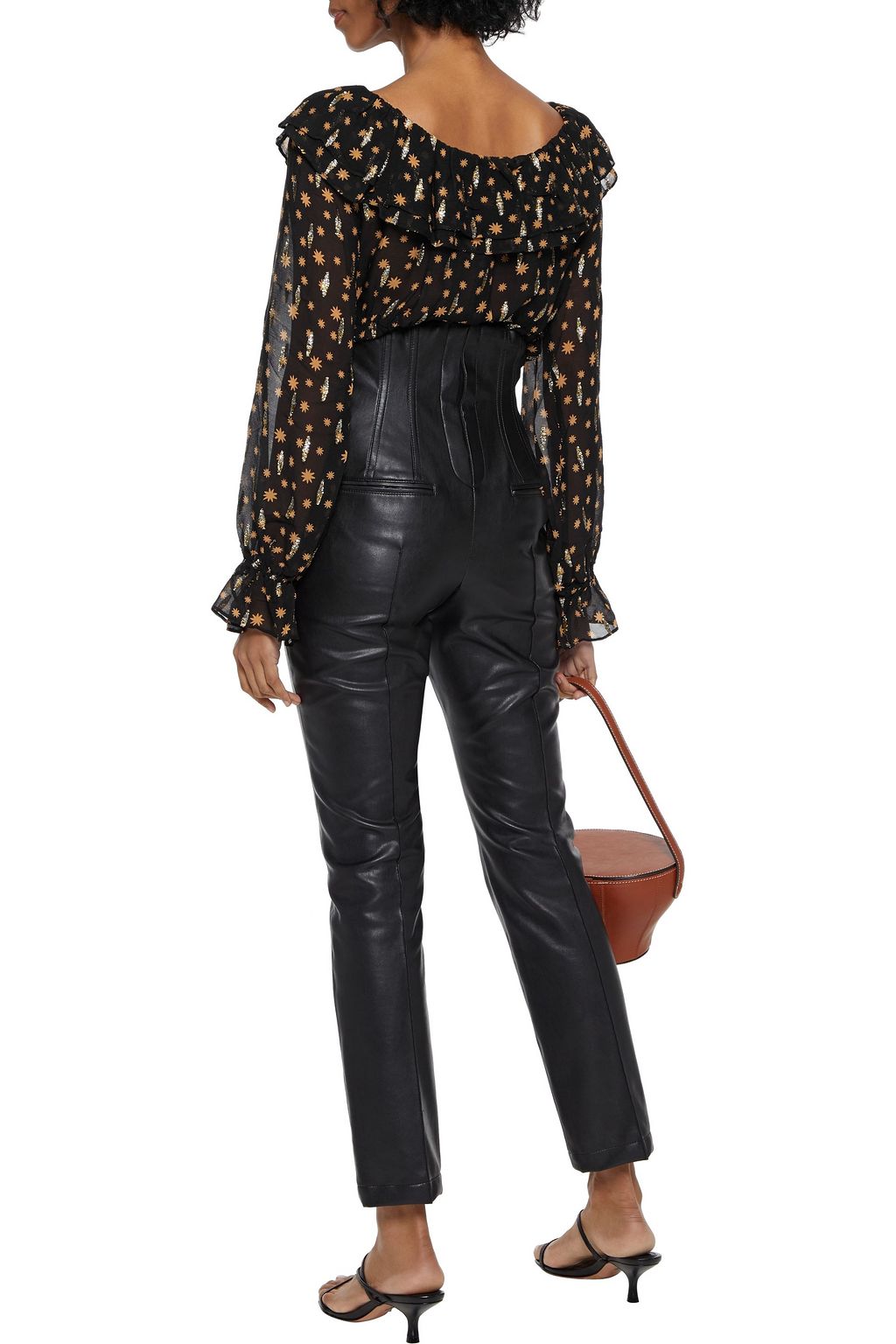 RIXO Chloe tiered printed fil coupé silk and Lurex-blend chiffon  blouse