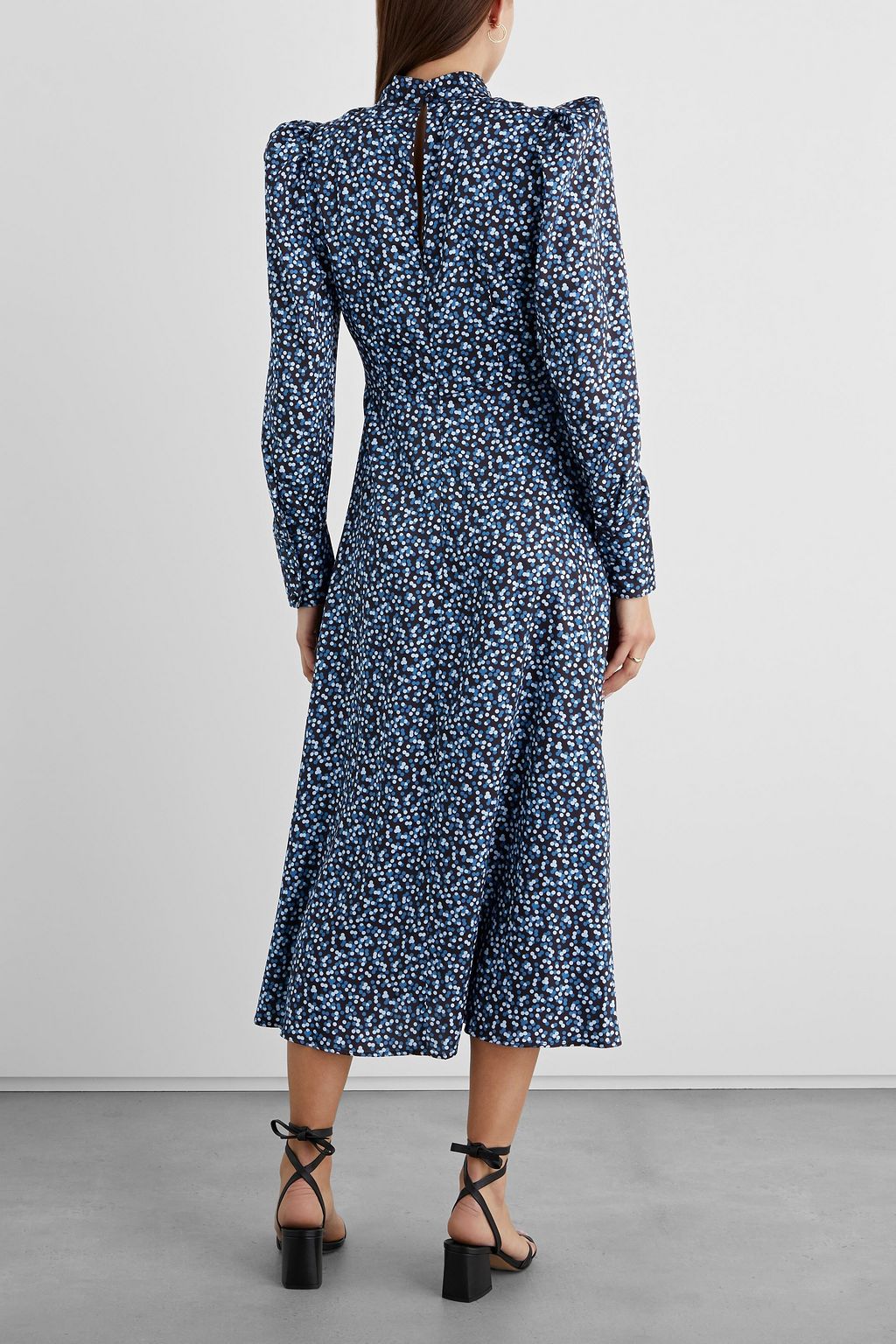 IRIS & INK Agatha cutout printed satin-twill midi dress