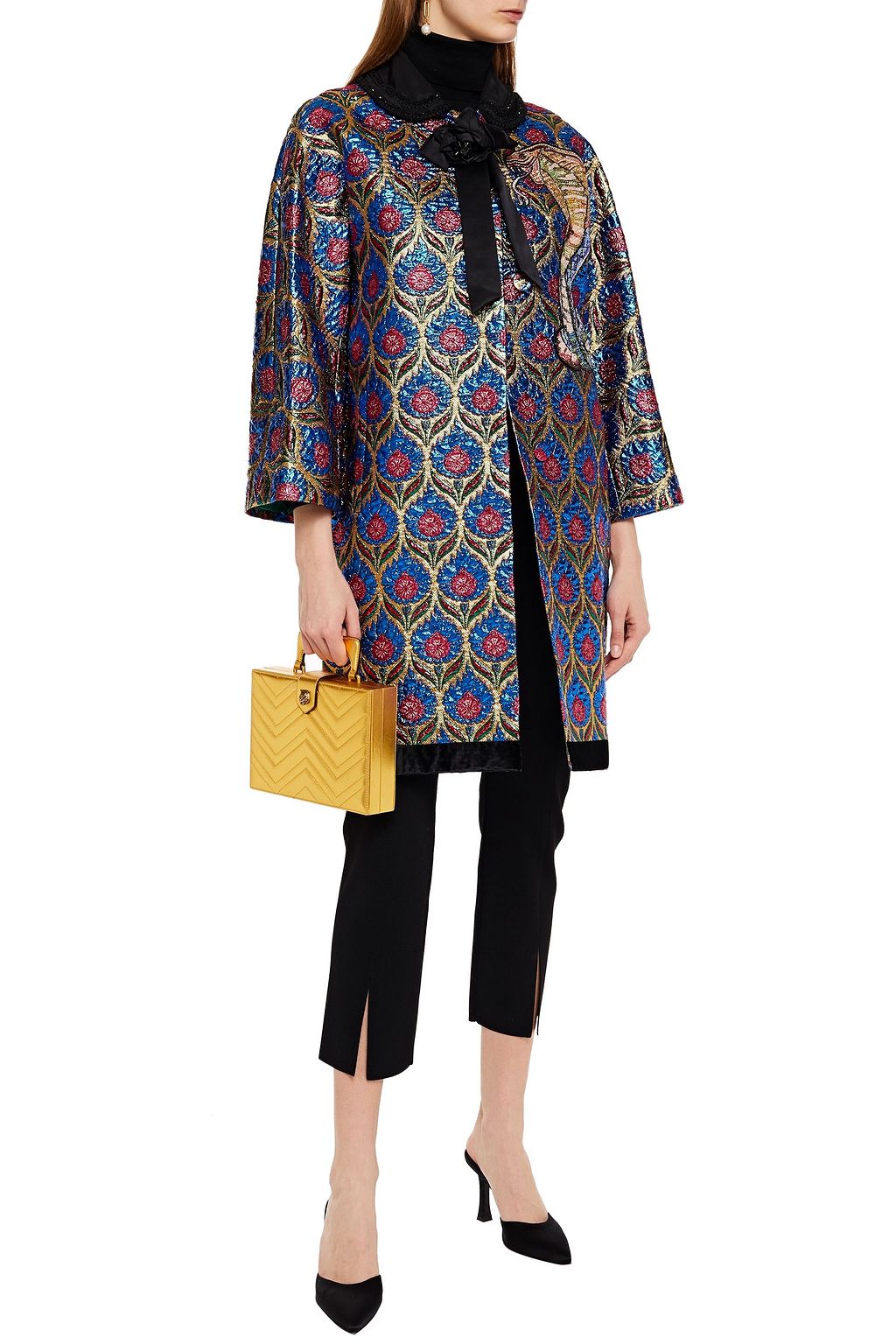 GUCCI Embellished metallic brocade coat