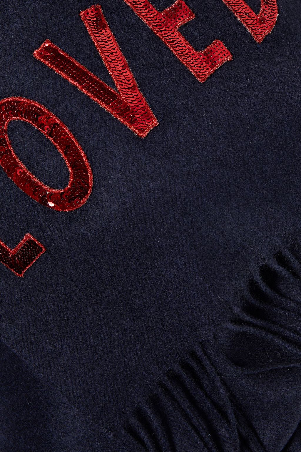 GUCCI Fringed appliquéd silk and cashmere-blend scarf