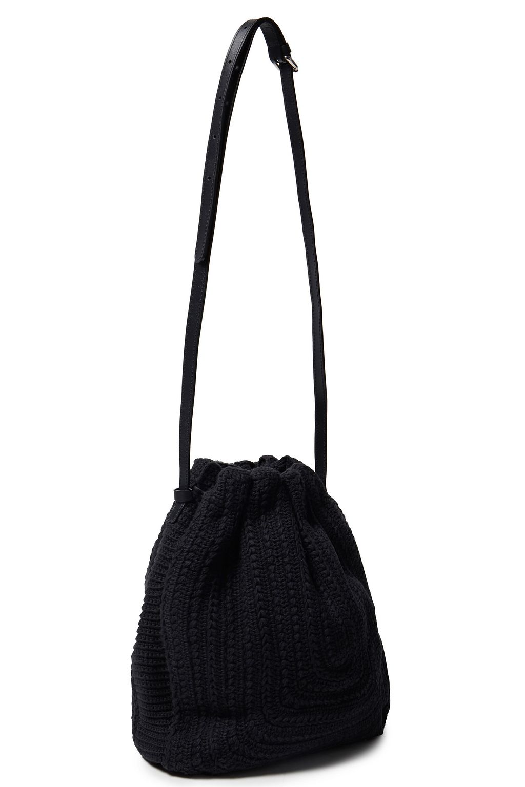 IRO Sterlo leather-trimmed crocheted cotton bucket bag