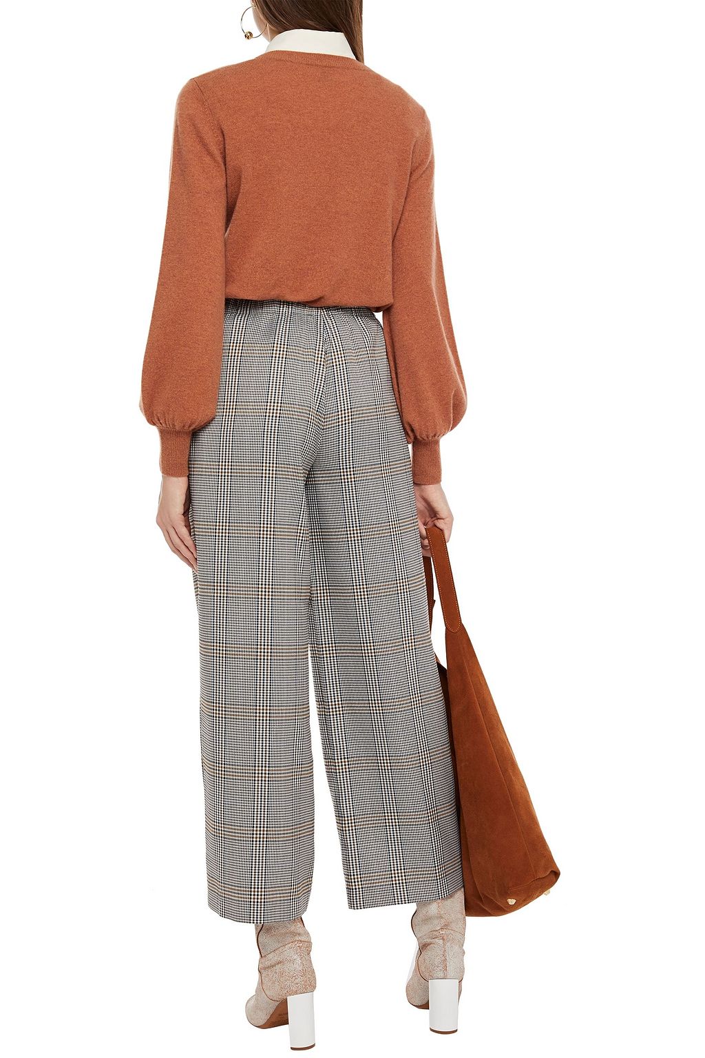 MAJE Prince of Wales checked woven wide-leg pants
