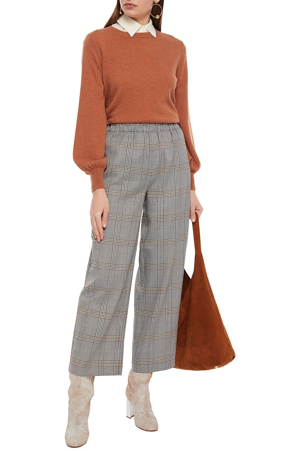 MAJE Prince of Wales checked woven wide-leg pants