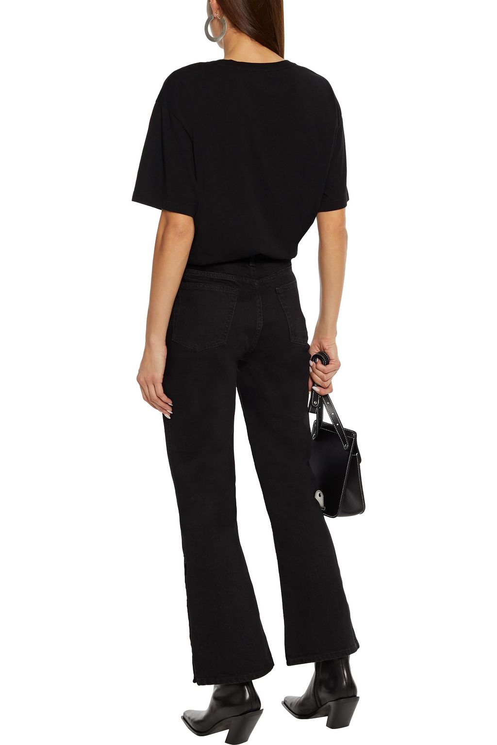 SANDRO Snapy snap-detailed high-rise bootcut jeans