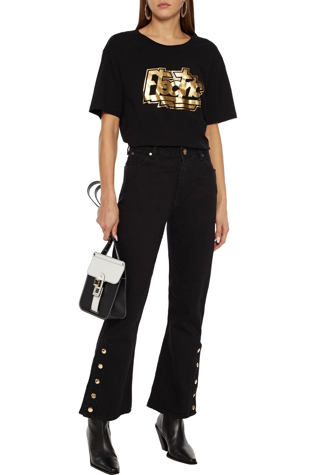 SANDRO Snapy snap-detailed high-rise bootcut jeans