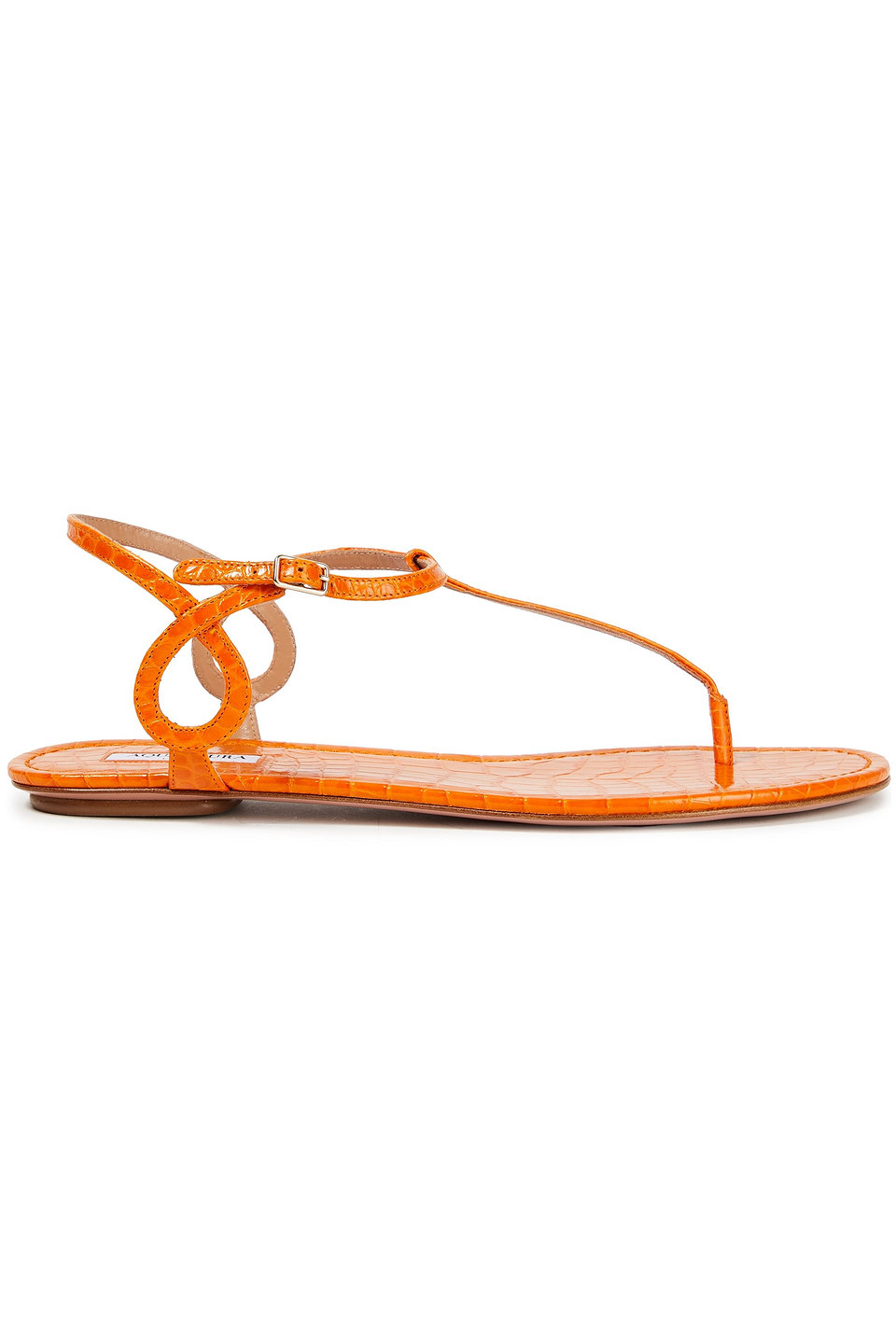 Aquazzura Woman Almost Bare Croc-effect Leather Sandals Orange Size 36