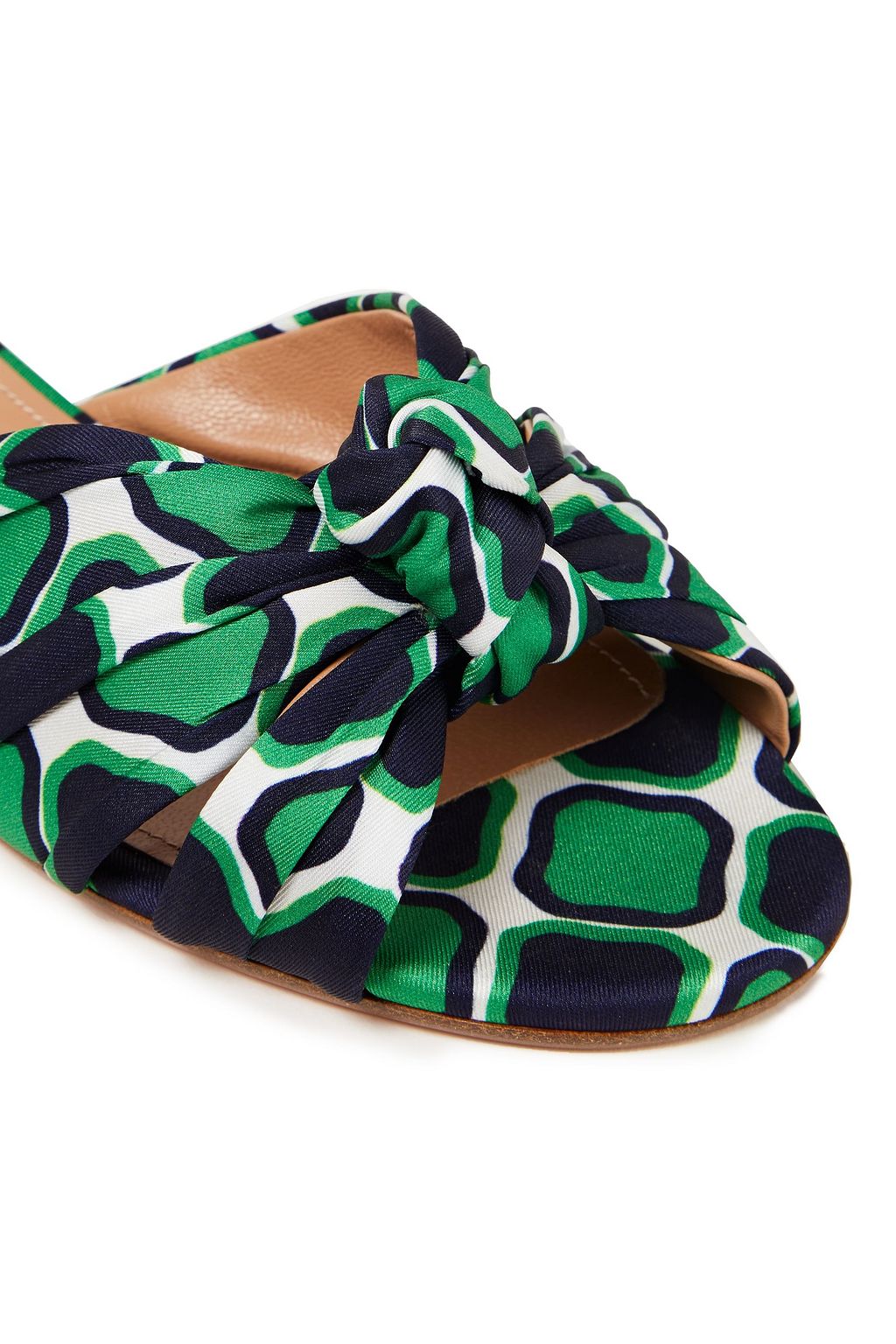 AQUAZZURA Menorca knotted printed satin-twill slides