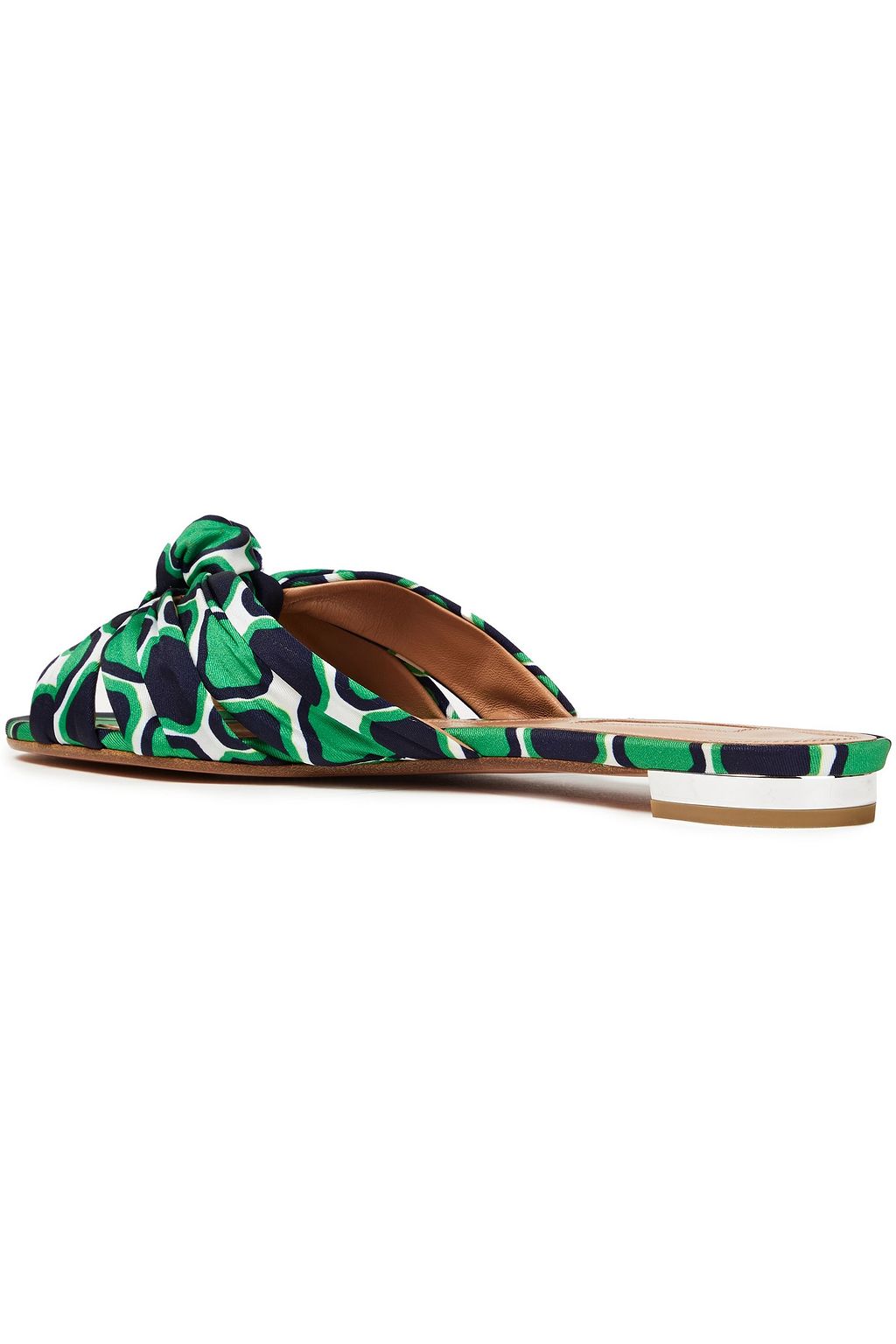 AQUAZZURA Menorca knotted printed satin-twill slides