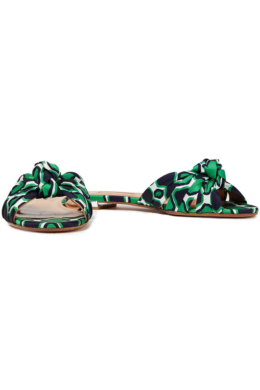 AQUAZZURA Menorca knotted printed satin-twill slides