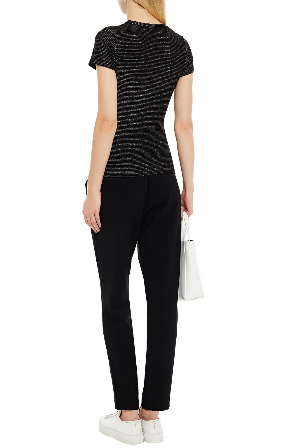 LESET Sasha metallic striped jersey T-shirt