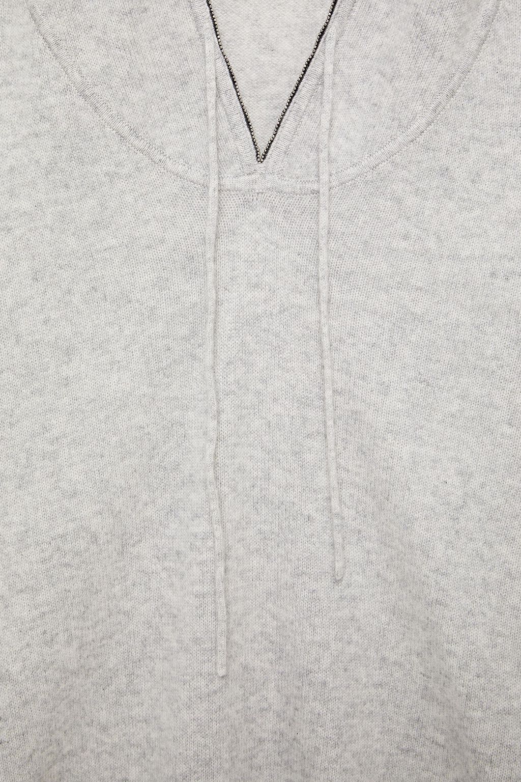 N.PEAL Bead-embellished mélange cashmere hoodie