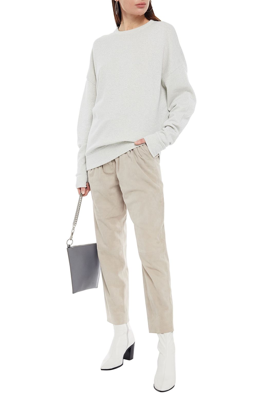 IRO Regent metallic French cotton-blend terry sweatshirt