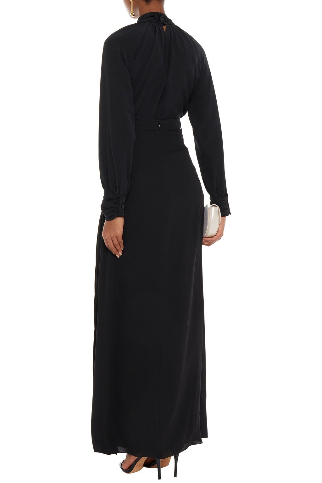 LANVIN Pleated silk-crepe maxi skirt