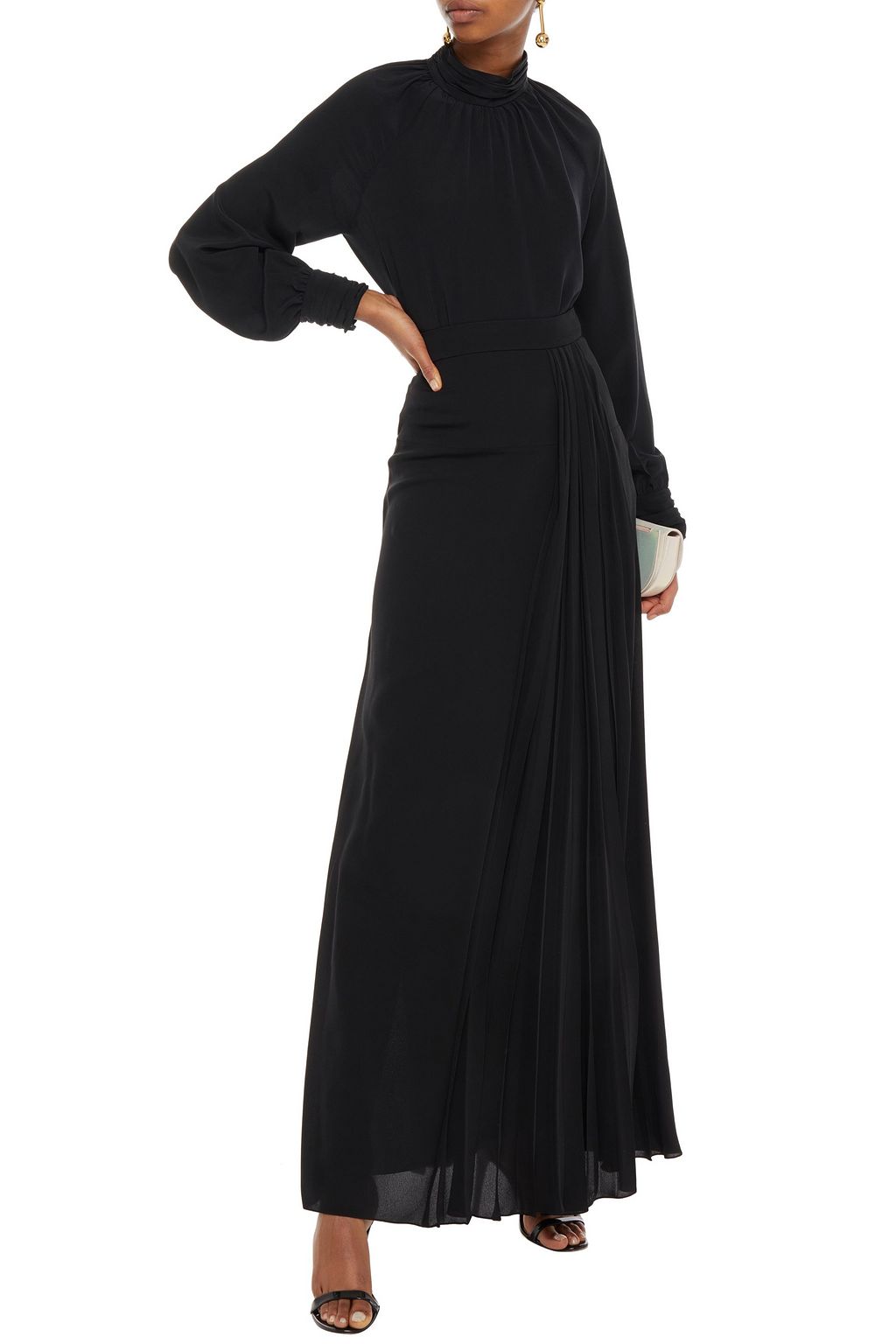 LANVIN Pleated silk-crepe maxi skirt