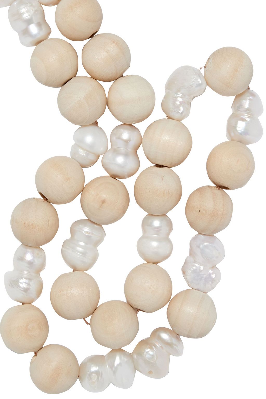 OSCAR DE LA RENTA Gold-tone, freshwater pearl and wood necklace